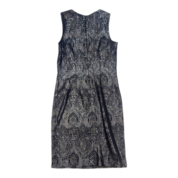 J. McLaughlin Black / Gold Metallic Jacquard Patern Sleeveless Cocktail Dress - Picture 9 of 10